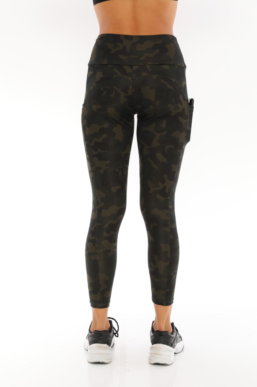 Leggings with Pockets Dark Green Camouflage
