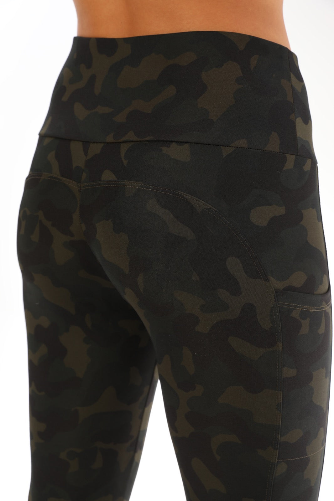 Leggings with Pockets Dark Green Camouflage