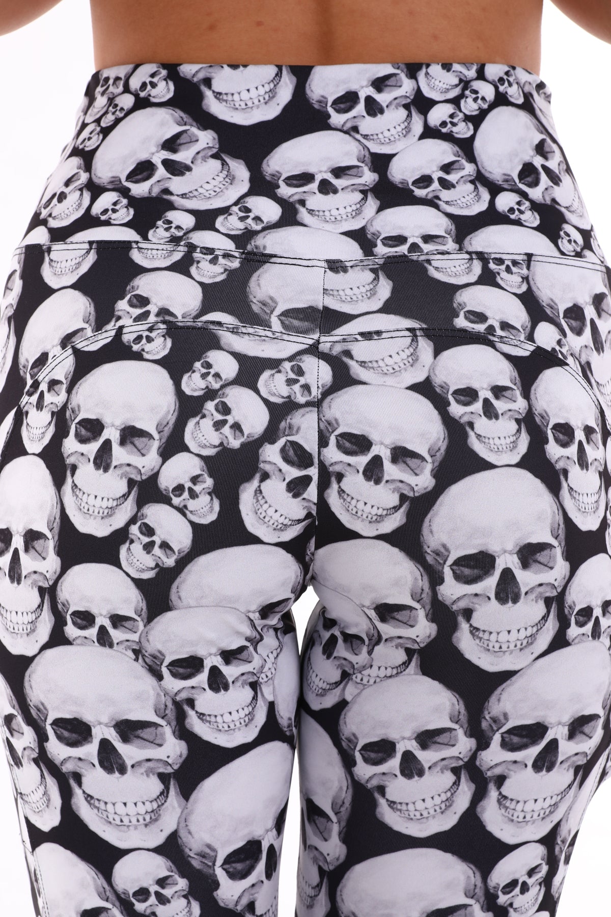 Leggings with Pockets White Skull