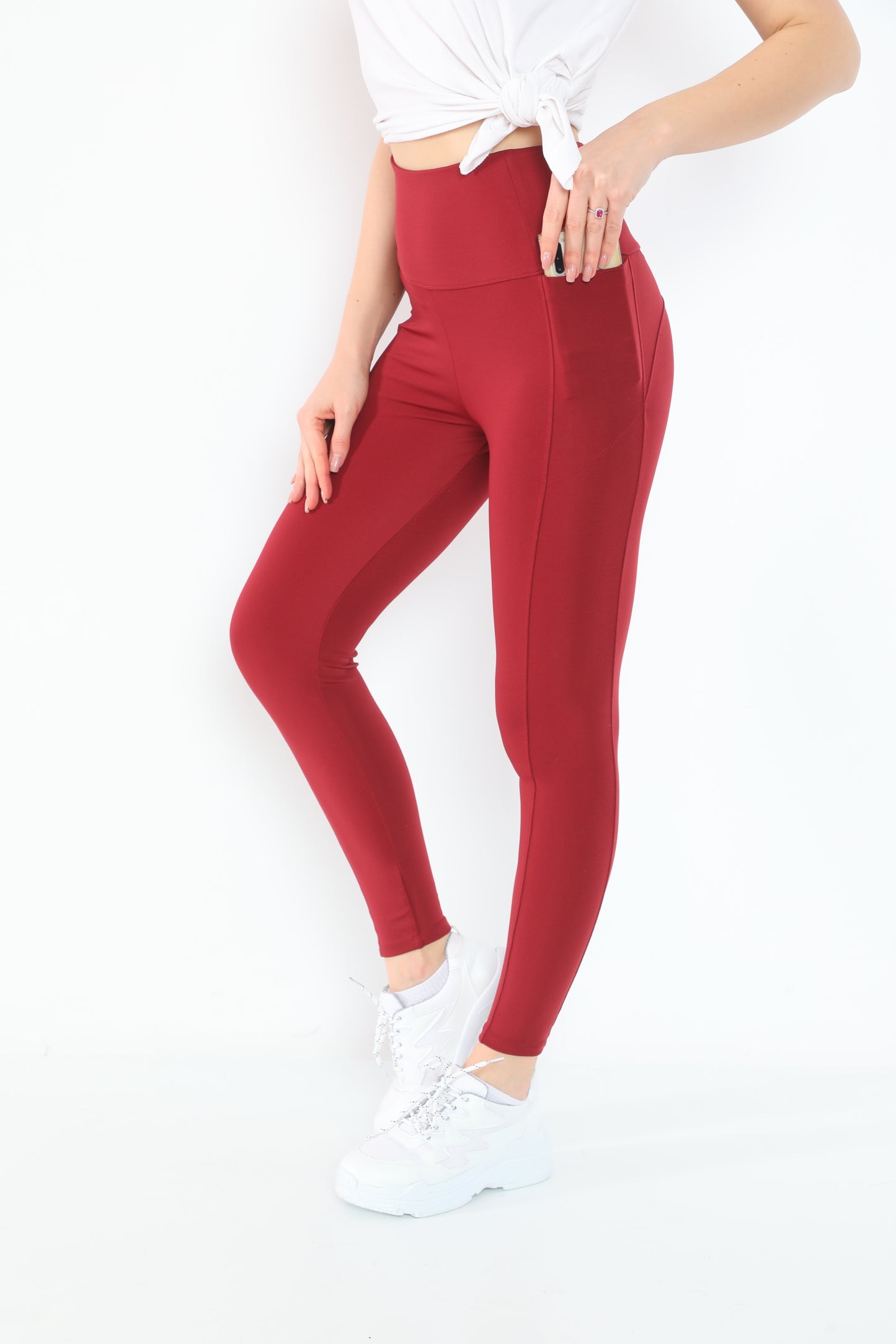 Leggings with Pockets Burgundy