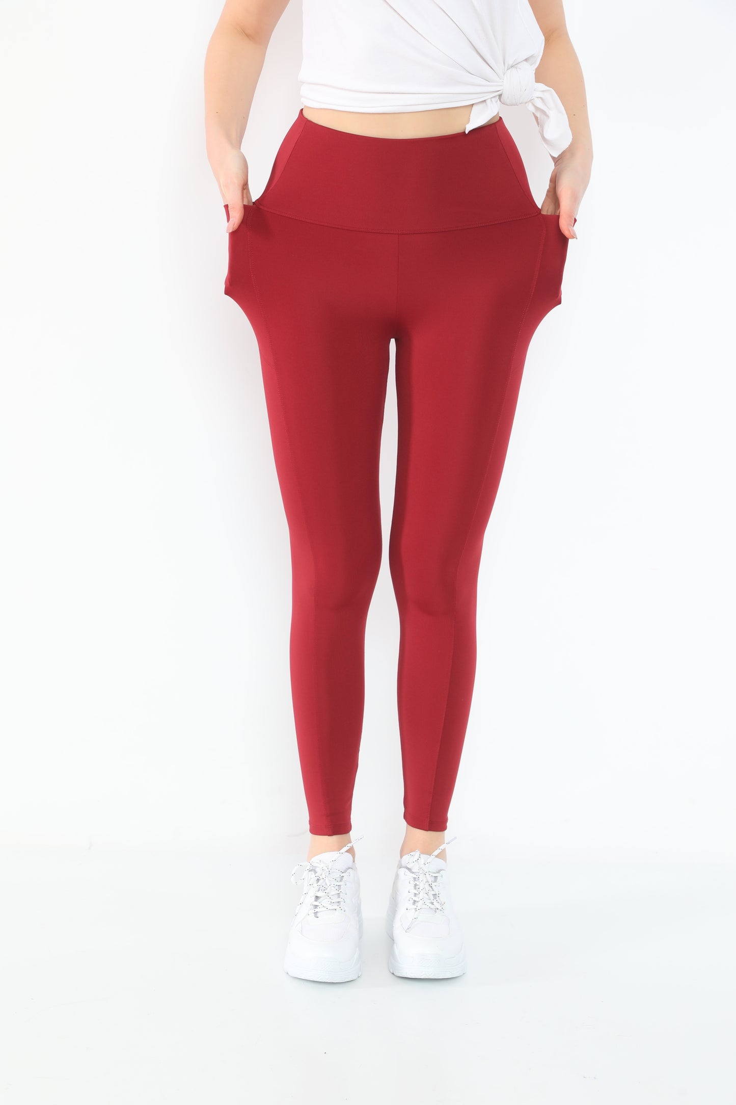 Leggings with Pockets Burgundy