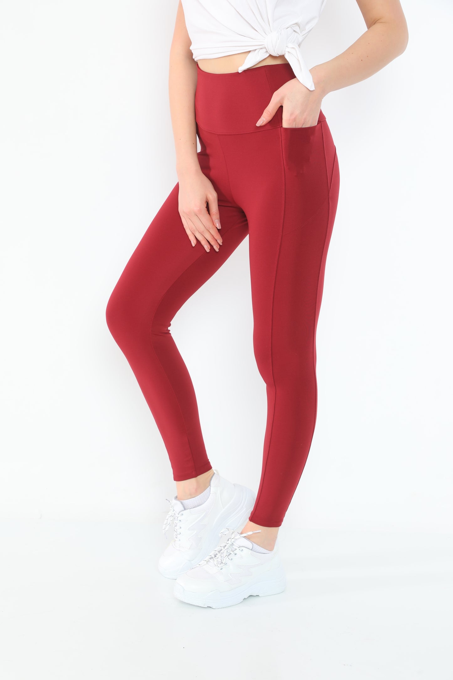 Leggings with Pockets Burgundy