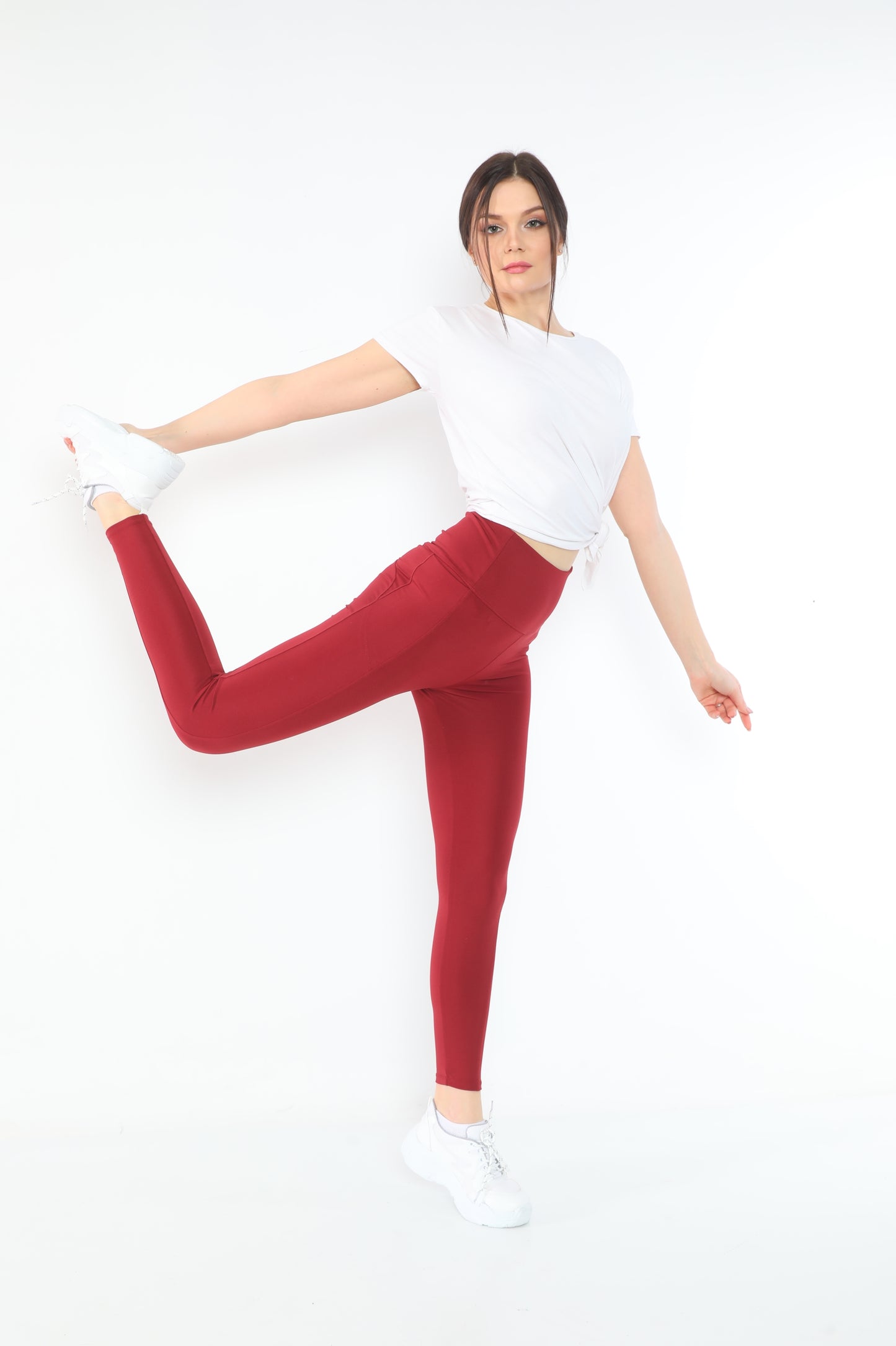 Leggings with Pockets Burgundy