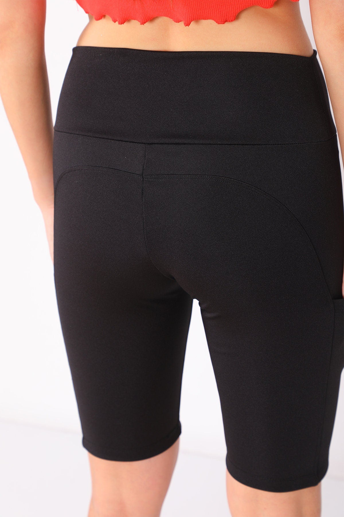 Shorts Long High Waist with Pockets Black