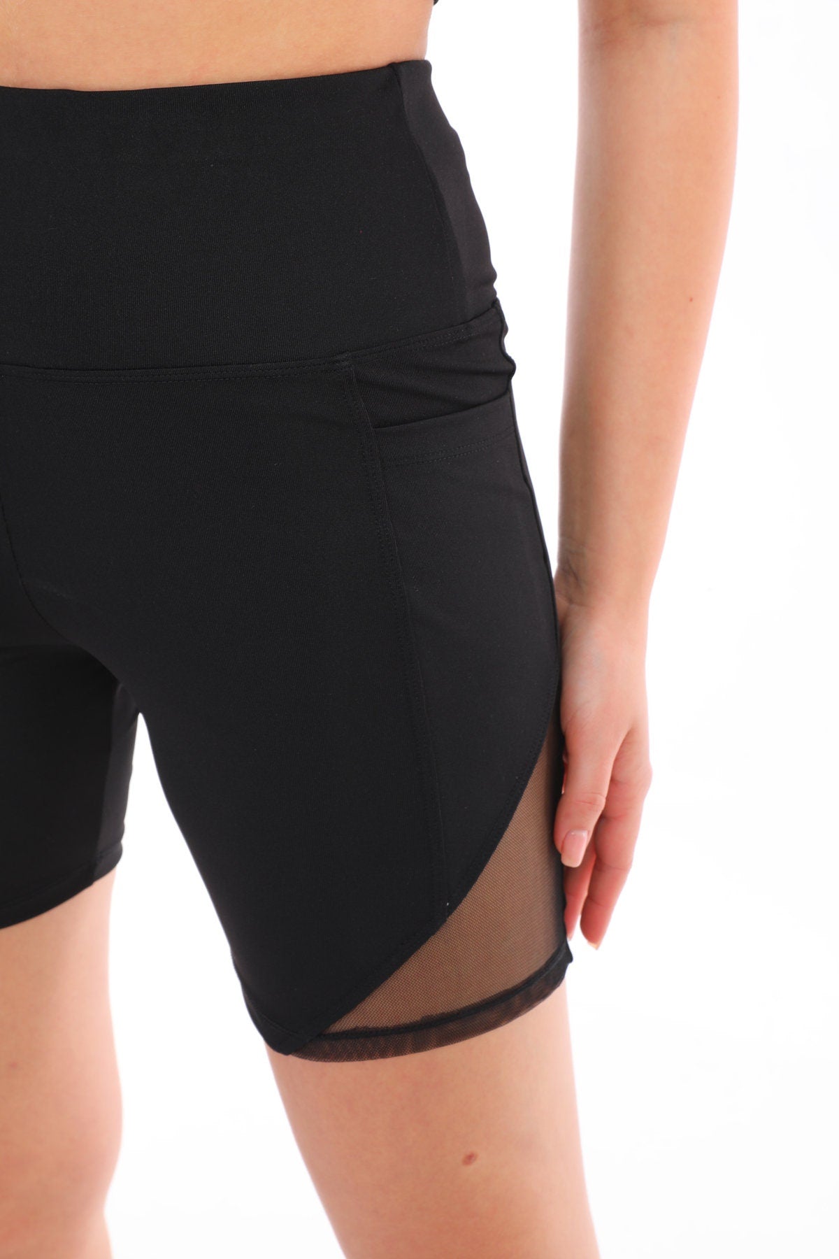 Shorts Suit High Waist with Pockets Tulle Black