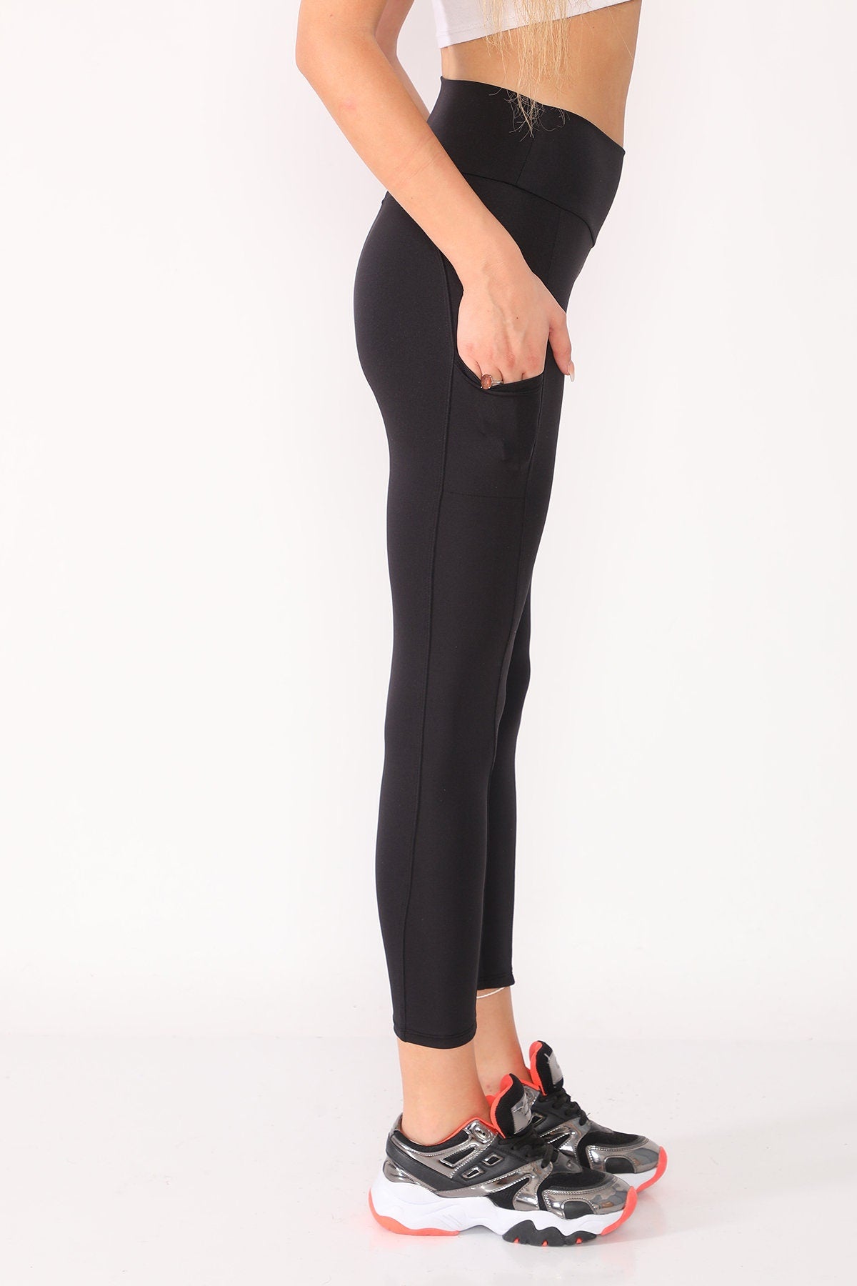 Leggings High Waist with Pockets Black