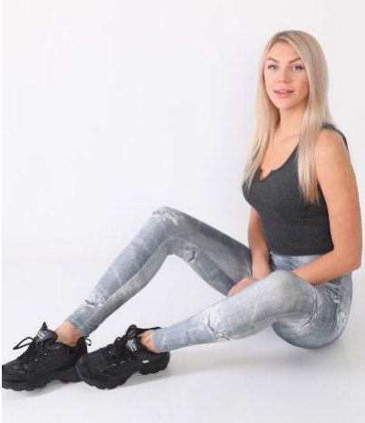 Leggings Denim with Pockets Stone Gray