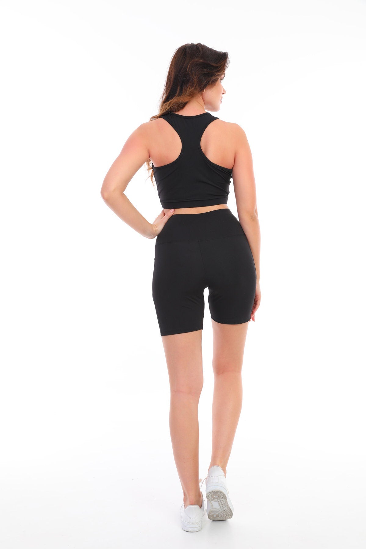 Shorts Suit High Waist with Pockets Tulle Black