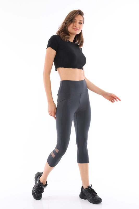 Capris High Waist with Pockets Tulle Smoked