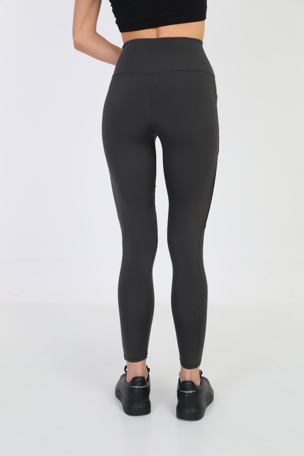 Leggings High Waist with Pockets Tulle Anthracite