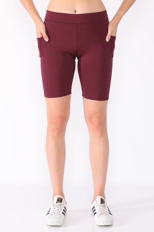 Shorts Low Waist with Pockets Burgundy