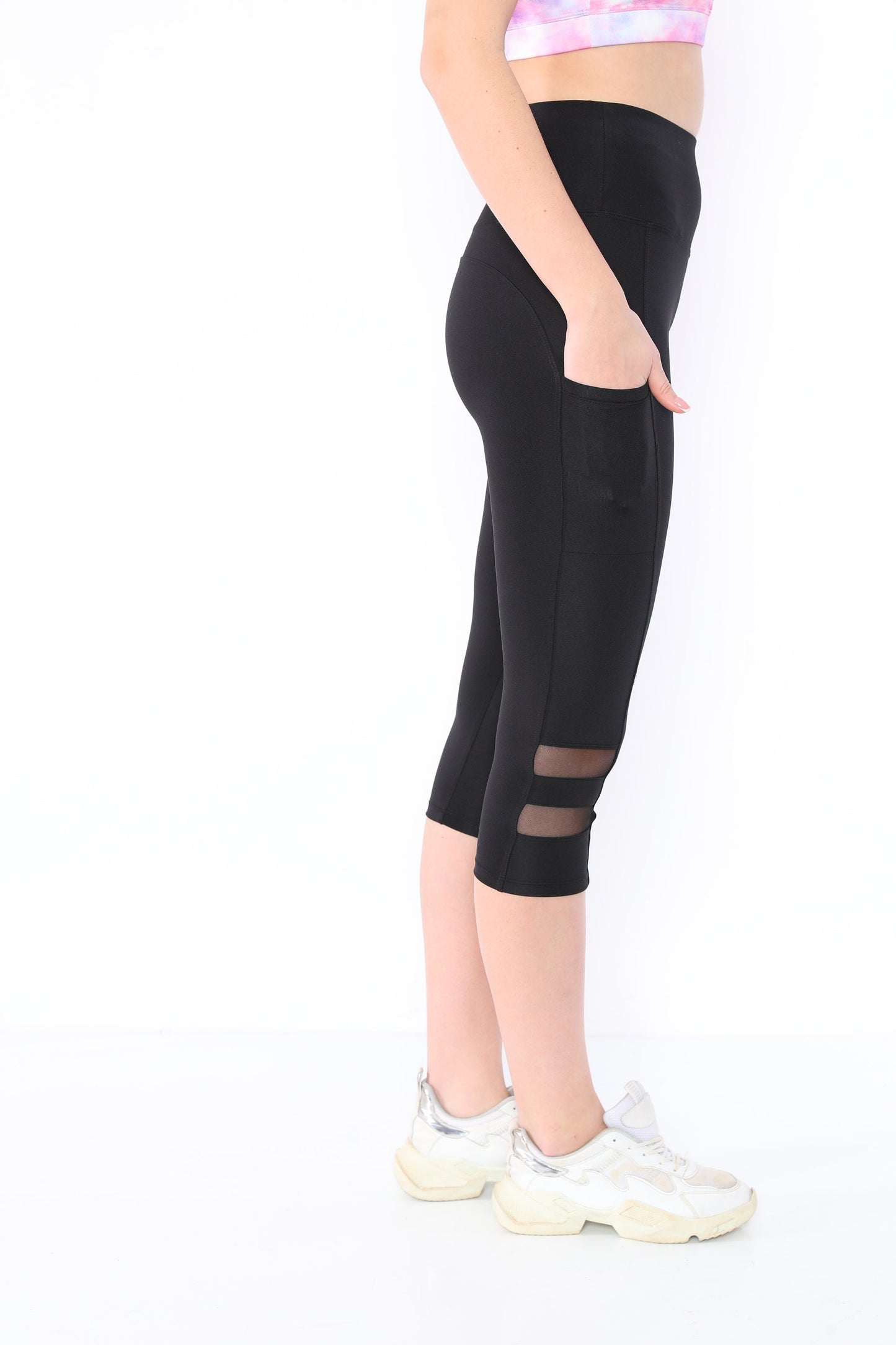 Capris High Waist with Pockets Tulle Black