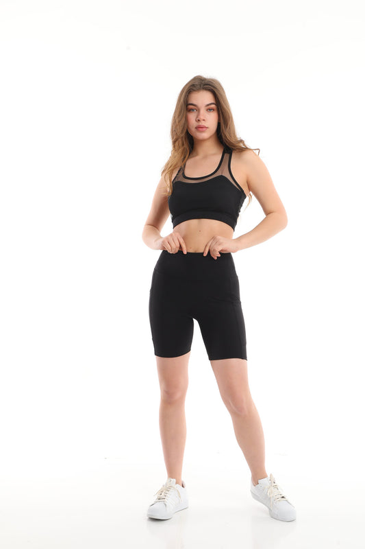 Shorts Suit High Waist with Pockets Black