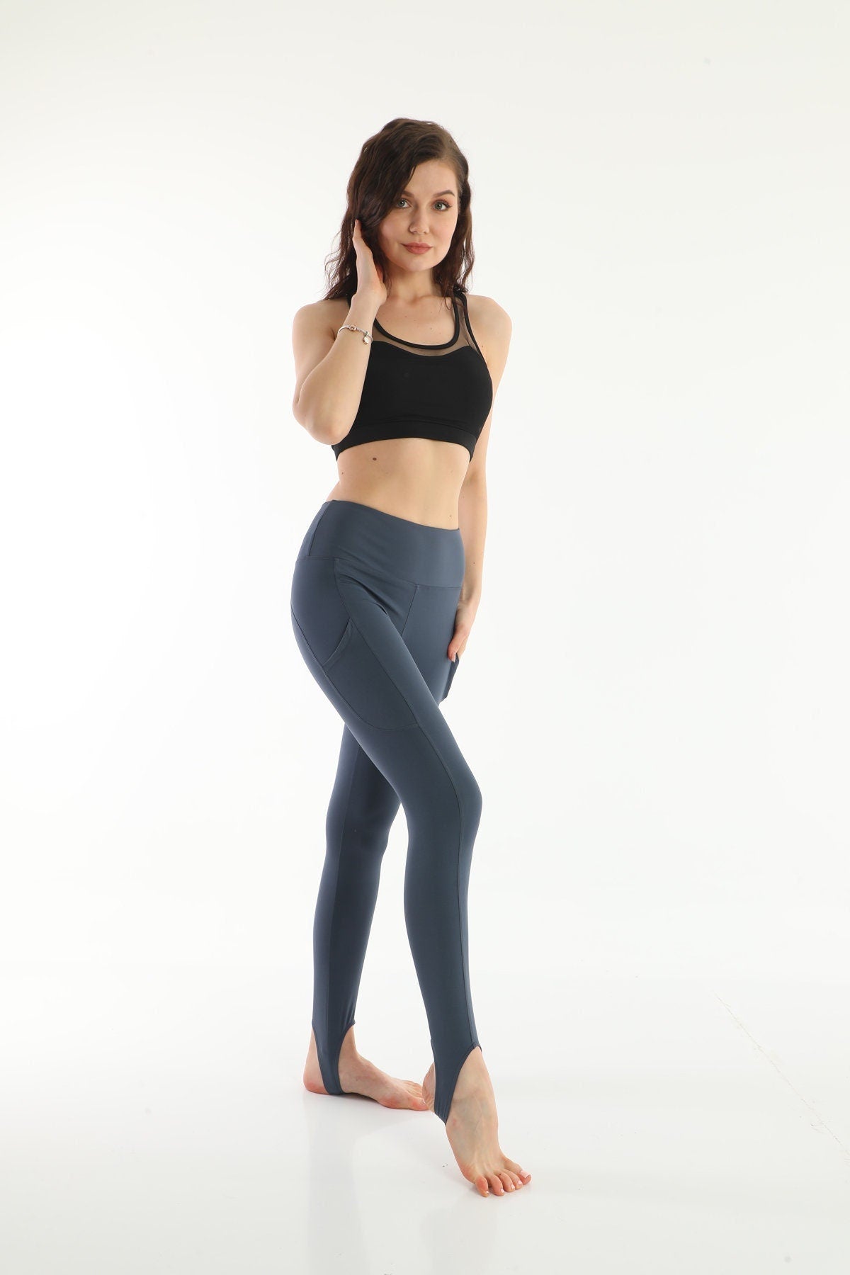 Leggings Ballet High Waist with Pockets Stone Blue