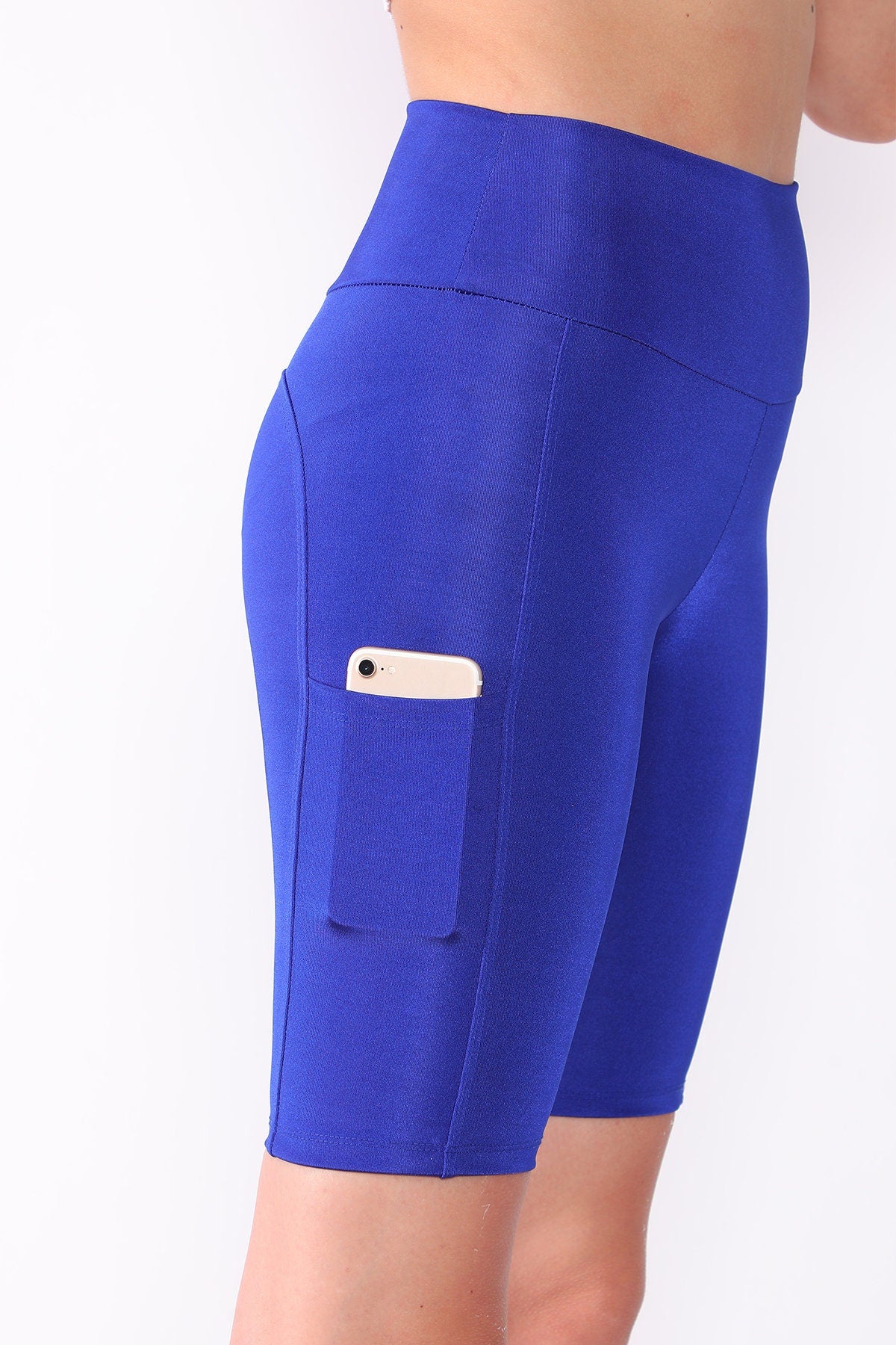 Shorts High Waist with Pockets Blue