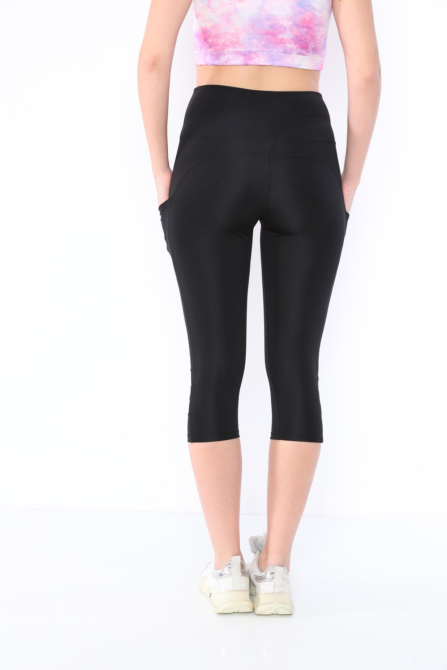 Capris High Waist with Pockets Tulle Black